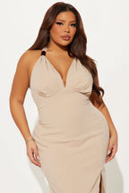 Walk On The Beach Sleeveless Midi Dress - Taupe