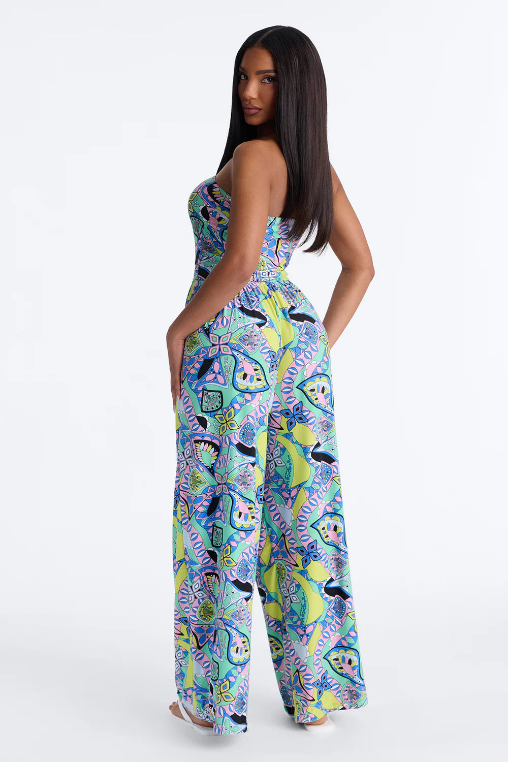 Blissful Summer Days Swim Cover Up Jumpsuit - Green/combo
