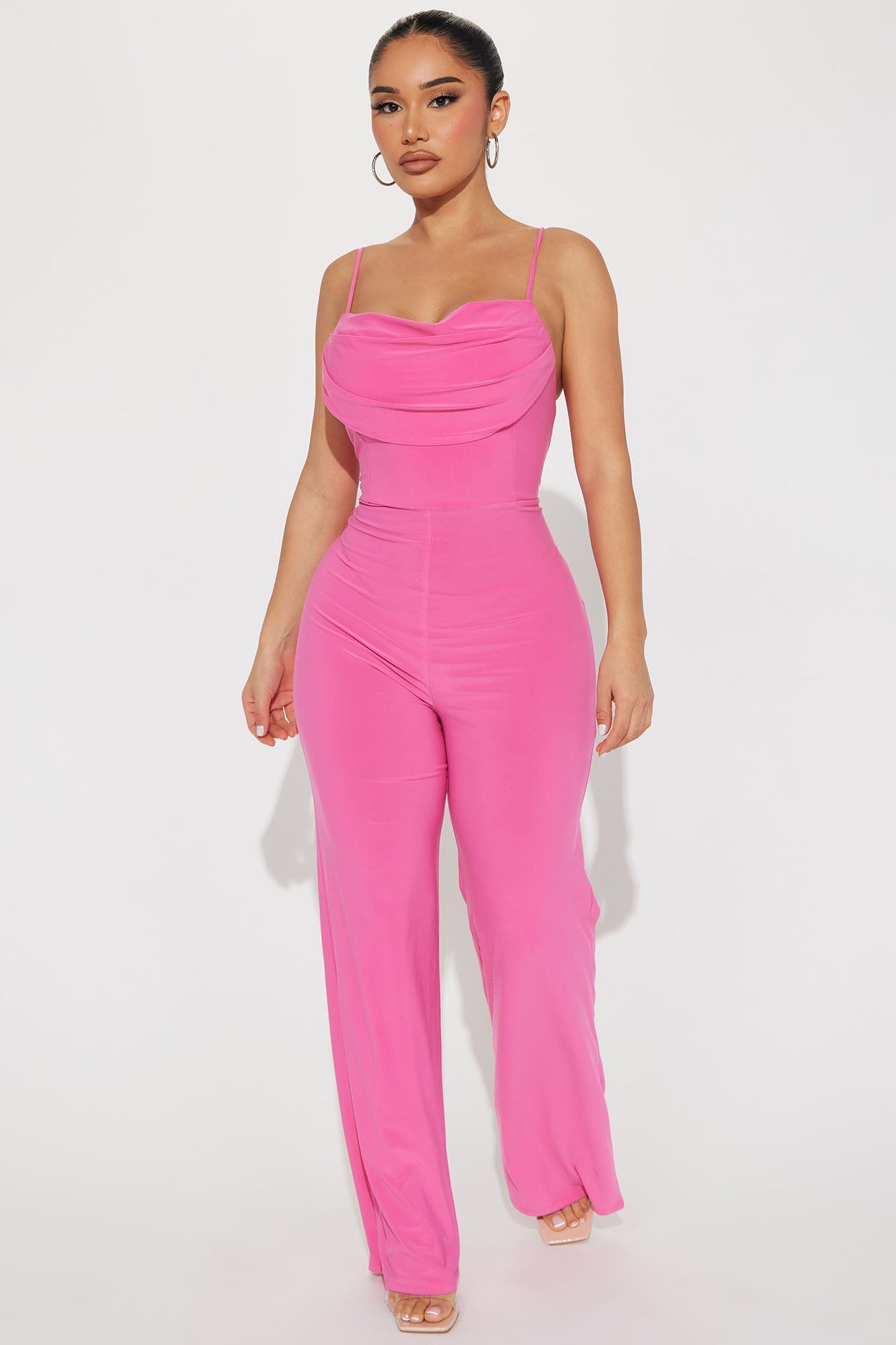 Candice Cowl Neck Jumpsuit - Hot Pink