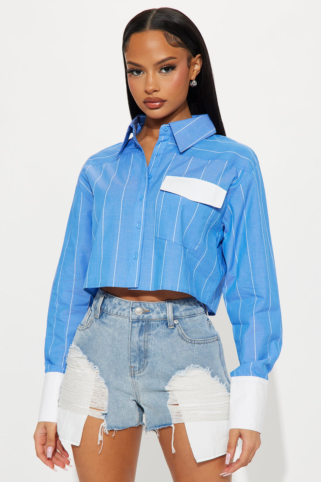 Nadia Striped Linen Button Up Shirt