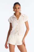 Isabelle Pinstripe Short Sleeve Button Up Shirt