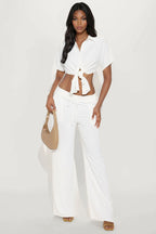 Mikayla Wide Leg Pant Set - White