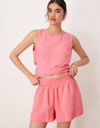 ASOS DESIGN pull on shorts co-ord in pink