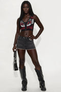 In The Crowd Belted Denim Shorts
