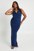 Boohoo Plus Cowl Neck Gold Trim Top & Column Maxi Skirt Co Ord