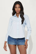 Line Up Babe Pinstripe Button Up Shirt