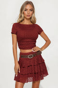 Night Out Belted Lace Mini Skirt Set