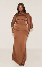 Plus Chocolate Mid Rise Satin Co-ord