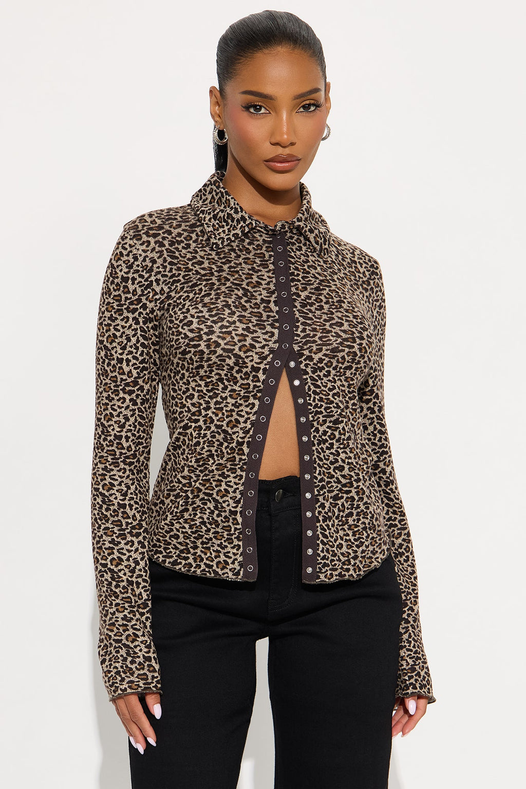 My Desire Leopard Button Up Long Sleeve Shirt