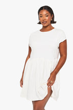 White plus cotton t-shirt smock dress