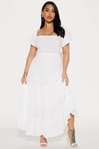 Georgia Ruffle Maxi Dress - White