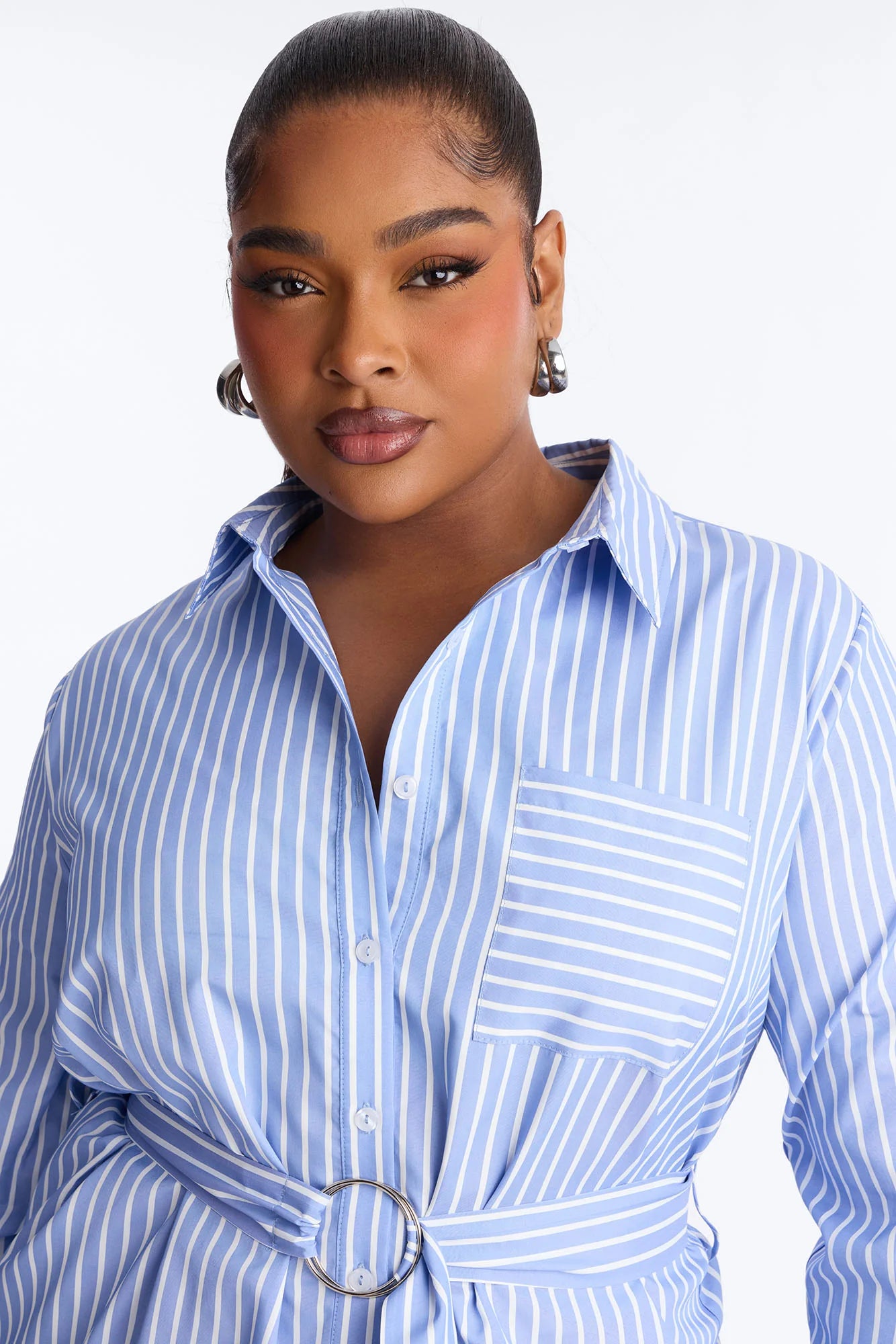 Tamara Pinstripe Shirt Mini Dress - Blue/combo