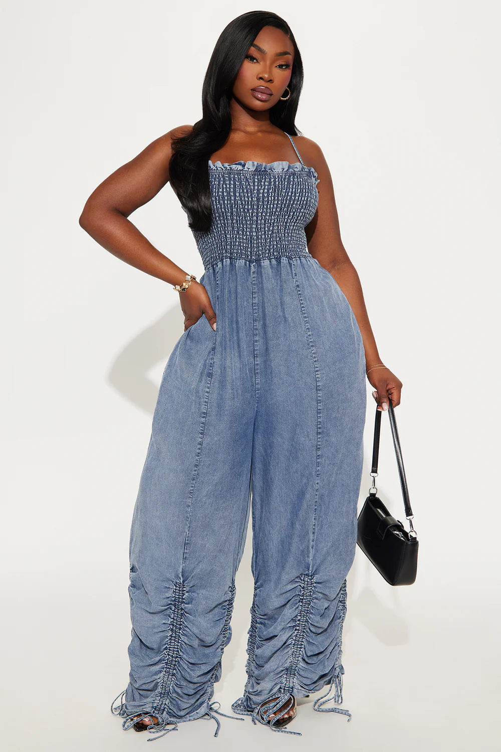 Vera Chambray Jumpsuit - Medium Wash