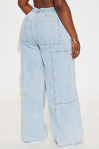 Naya Chambray Wide Leg Jean - Vintage Wash