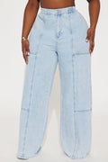 Naya Chambray Wide Leg Jean - Vintage Wash
