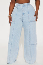 Naya Chambray Wide Leg Jean - Vintage Wash