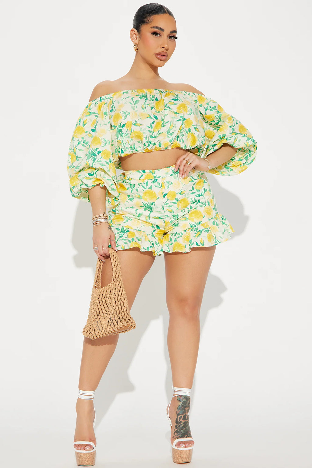 Mollie Short Set - Yellow/combo