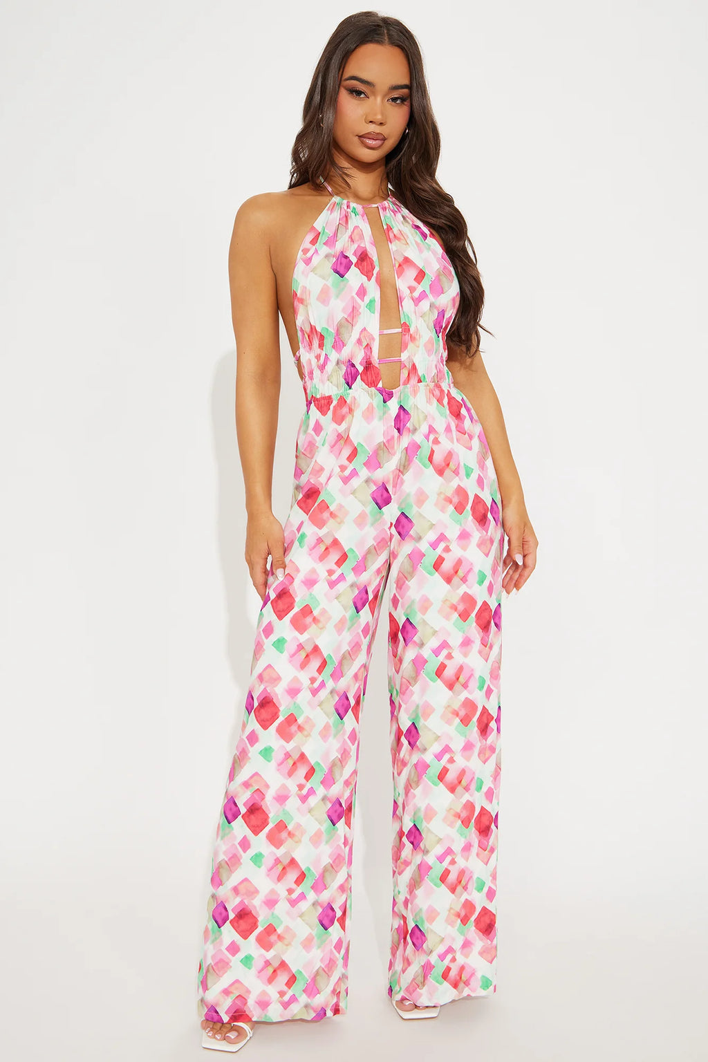 Squared Away Jumpsuit - Pink/combo