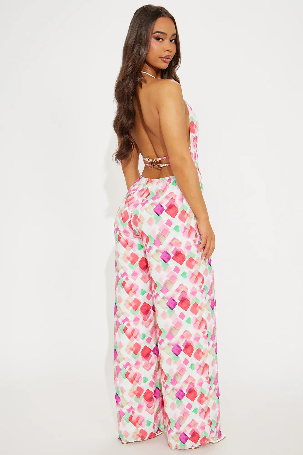 Squared Away Jumpsuit - Pink/combo