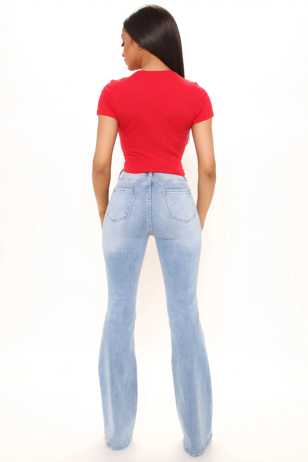 Anna Crew Neck Crop Top - Red