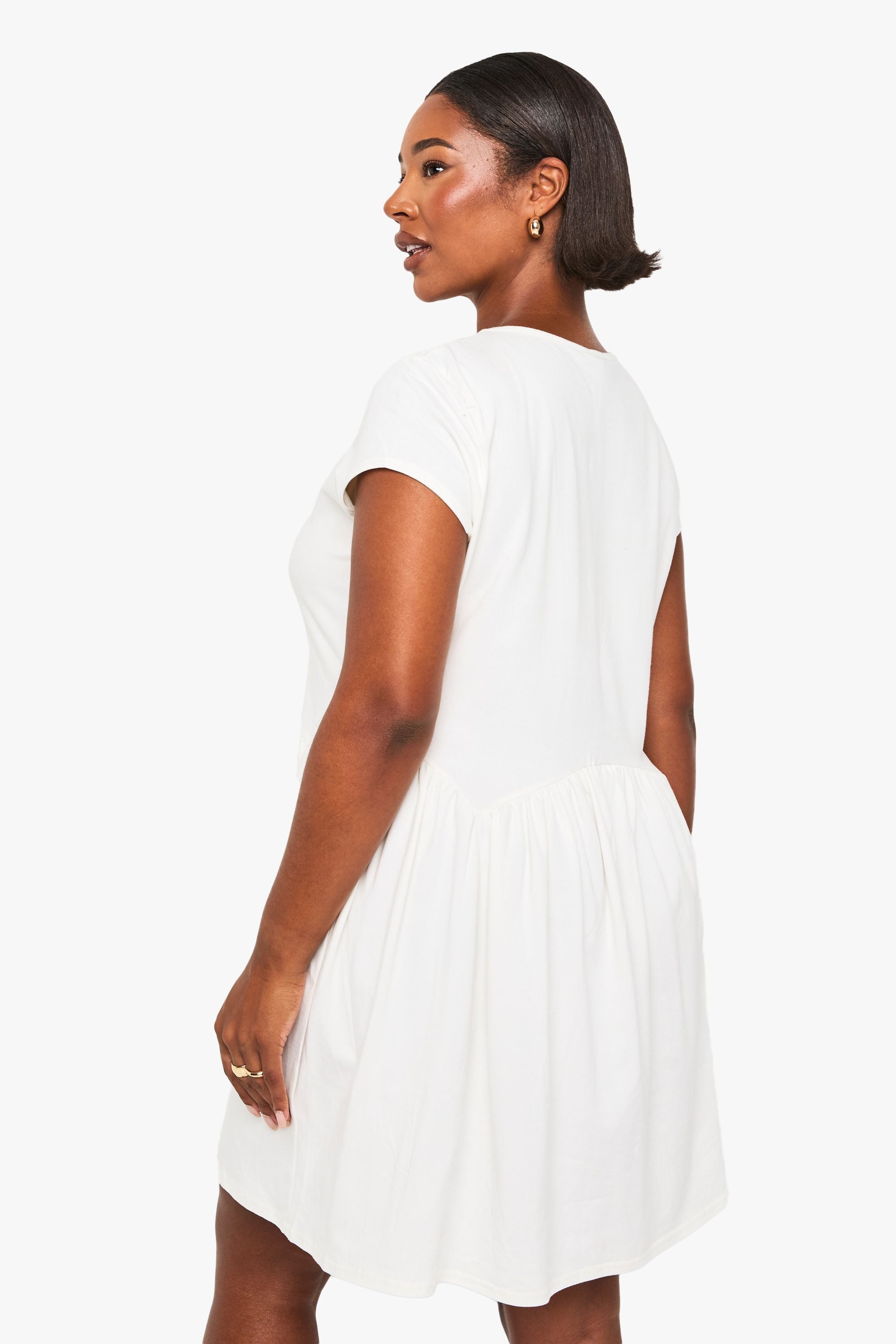 White plus cotton t-shirt smock dress