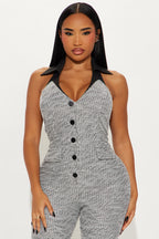 Signature Move Tweed Flare Jumpsuit - Grey