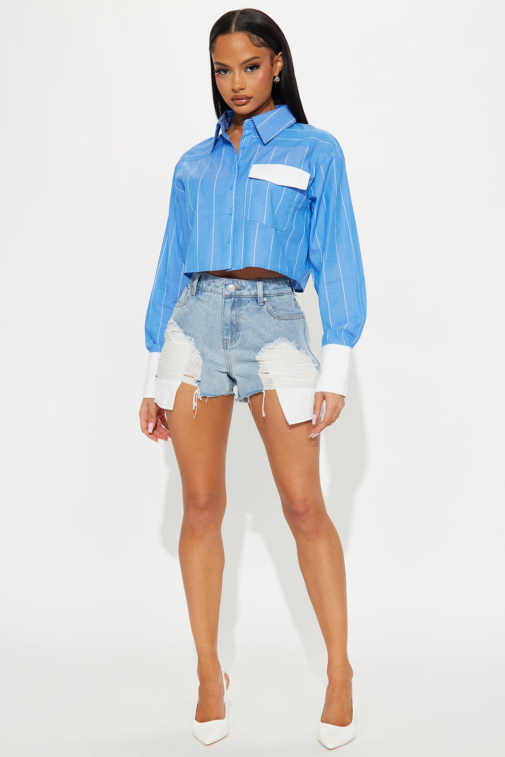 Nadia Striped Linen Button Up Shirt