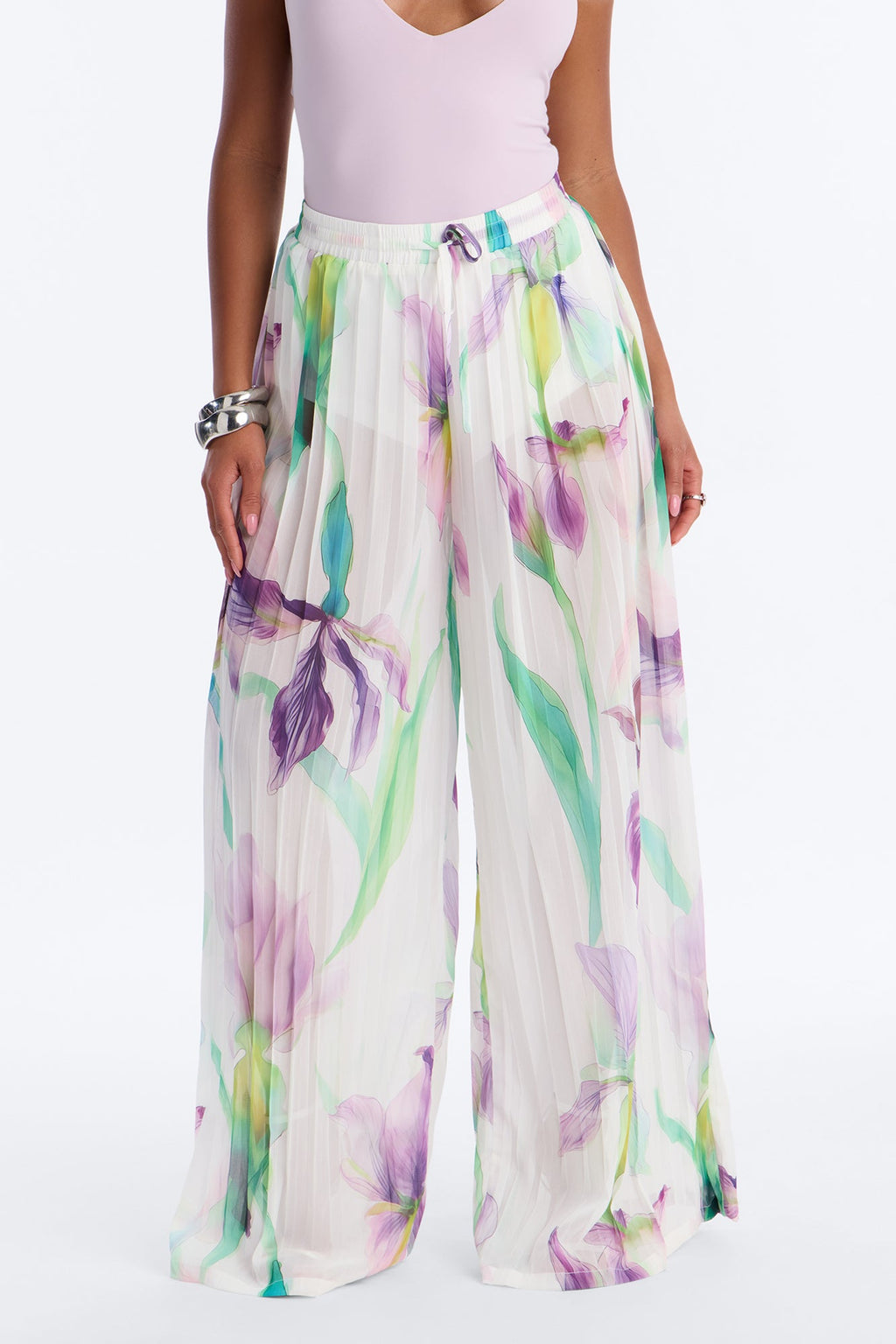 Daniella Pleated Chiffon Wide Leg Pant