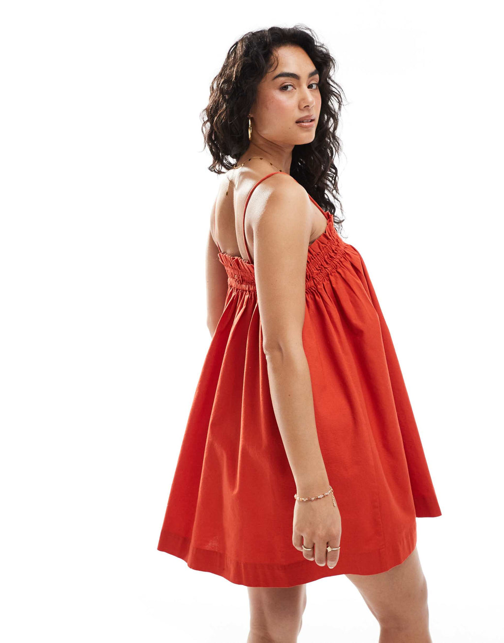 Miss Selfridge cotton smock mini dress in red