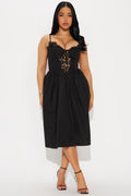 Nadine Poplin Midi Dress - Black