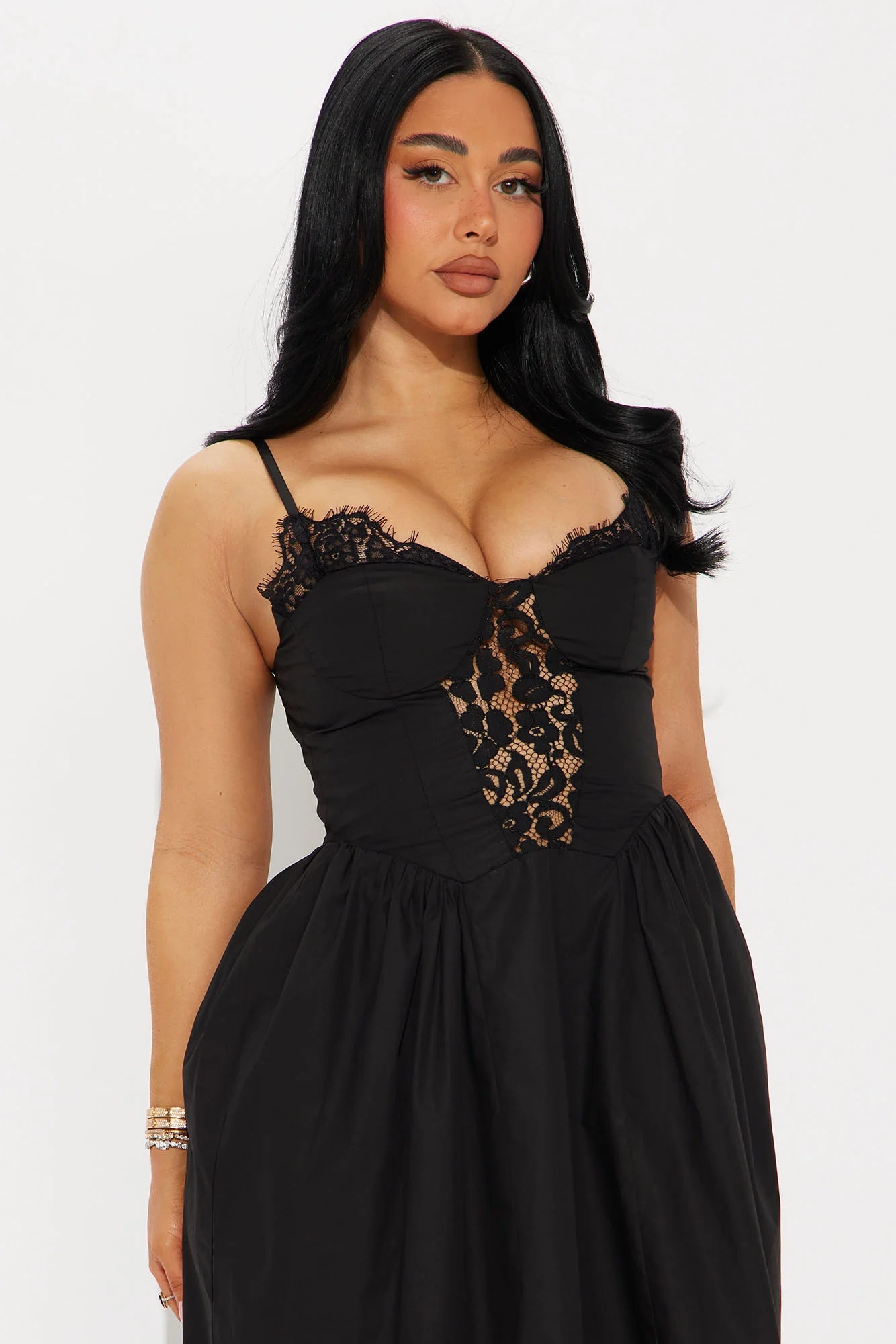 Nadine Poplin Midi Dress - Black