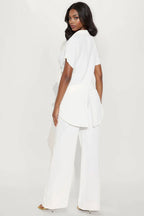 Mikayla Wide Leg Pant Set - White