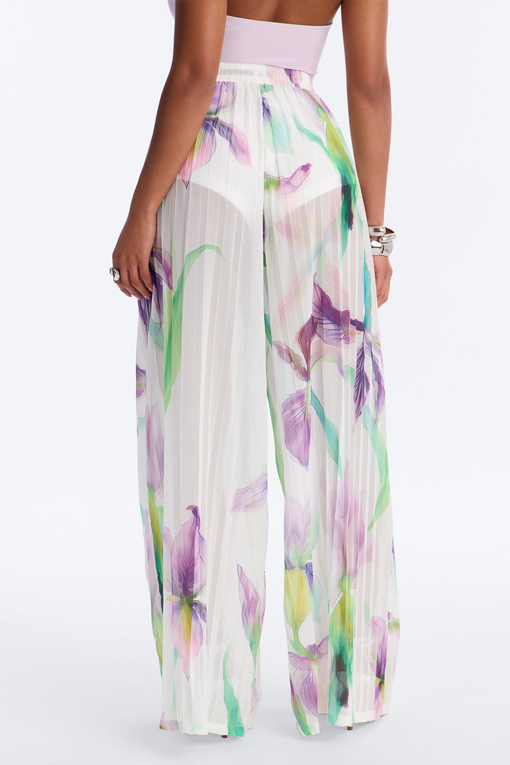 Daniella Pleated Chiffon Wide Leg Pant