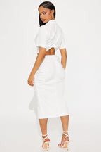 Jennifer Collared Midi Dress - White