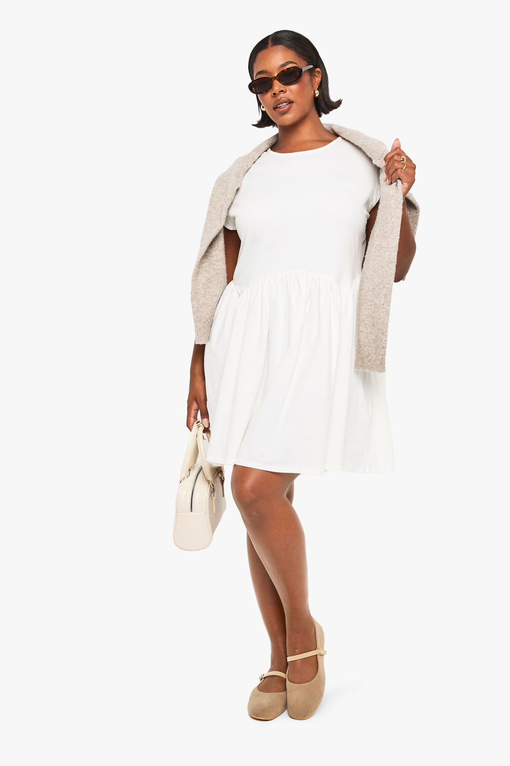 White plus cotton t-shirt smock dress