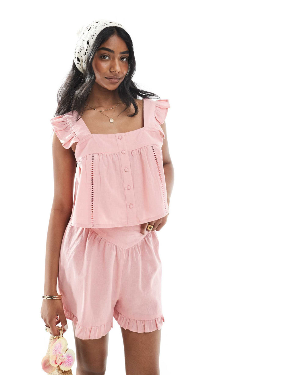 Wednesday's Girl gauzey ruffle edge co-ord