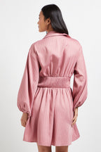 Dorothy Perkins Petite Pinstripe Collar Detail Gathered Waist Mini Dress