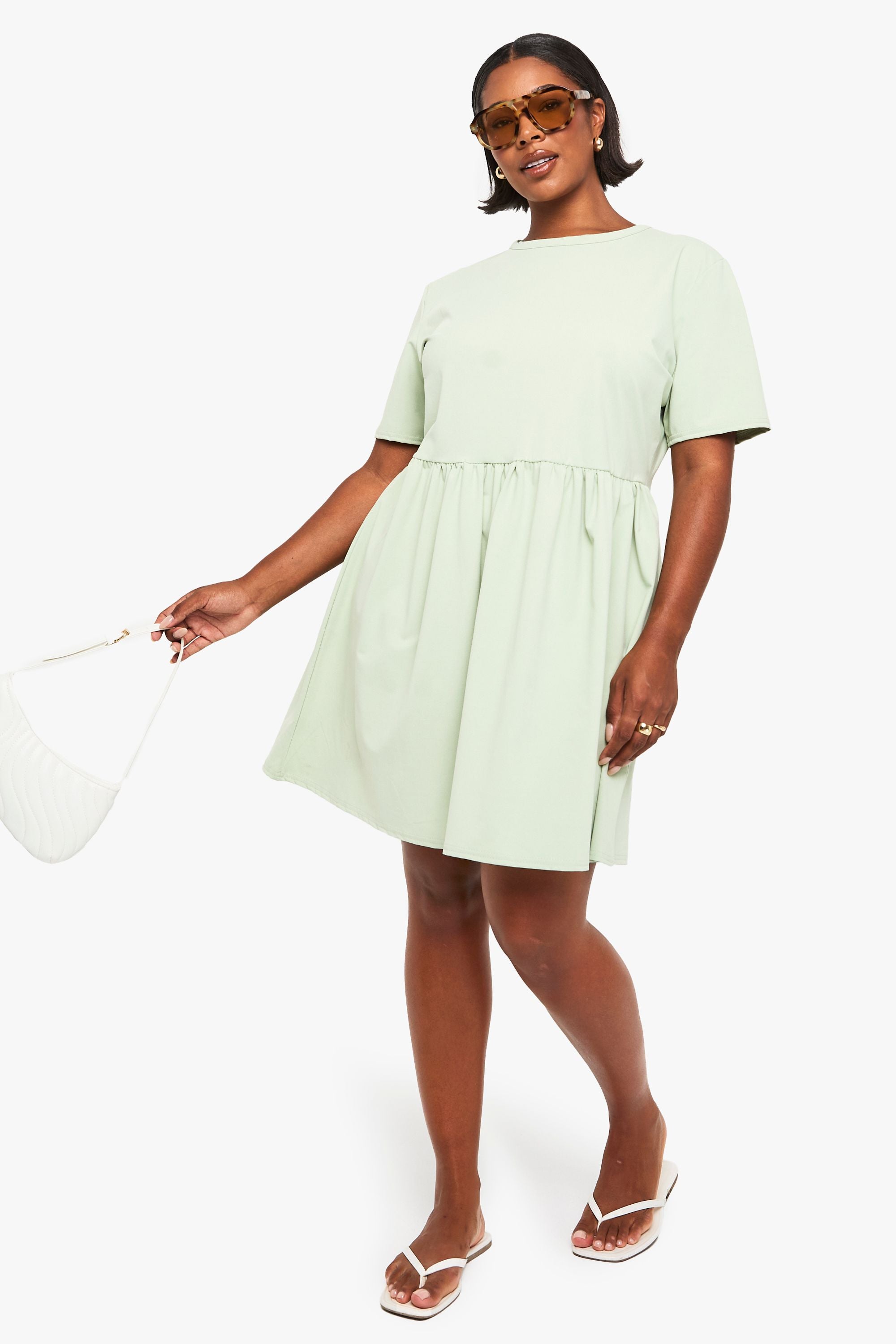 Plus drop waist smock dress