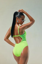Saltwater Therapy Waffle Texture Cutout 1 Piece Swimsuit - Green