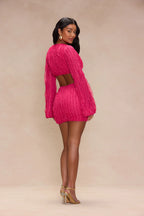 Kiara Textured Mini Dress - Fuchsia