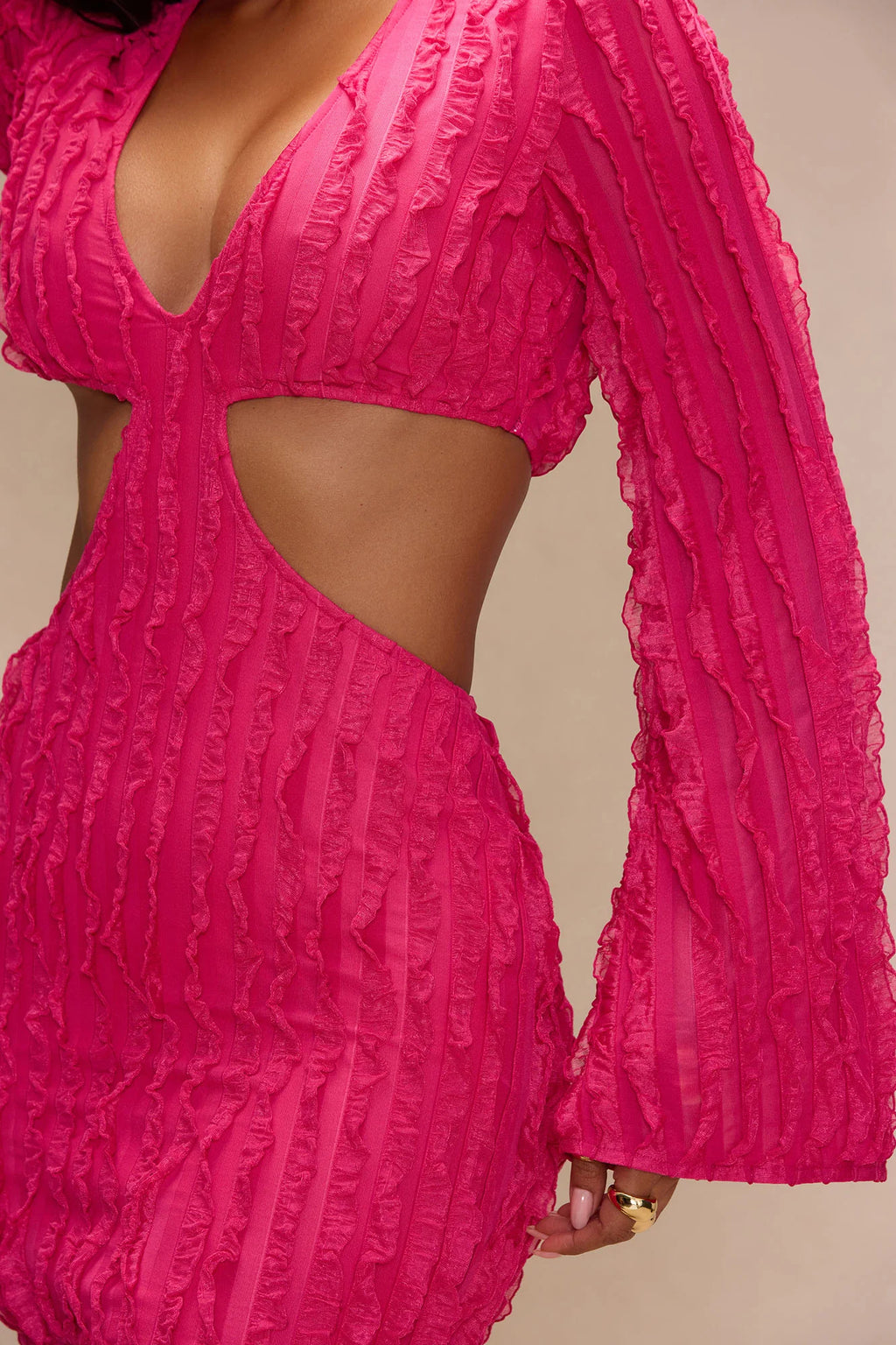 Kiara Textured Mini Dress - Fuchsia