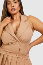 Plus Woven Pleated Blazer Dress