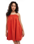 Miss Selfridge cotton smock mini dress in red