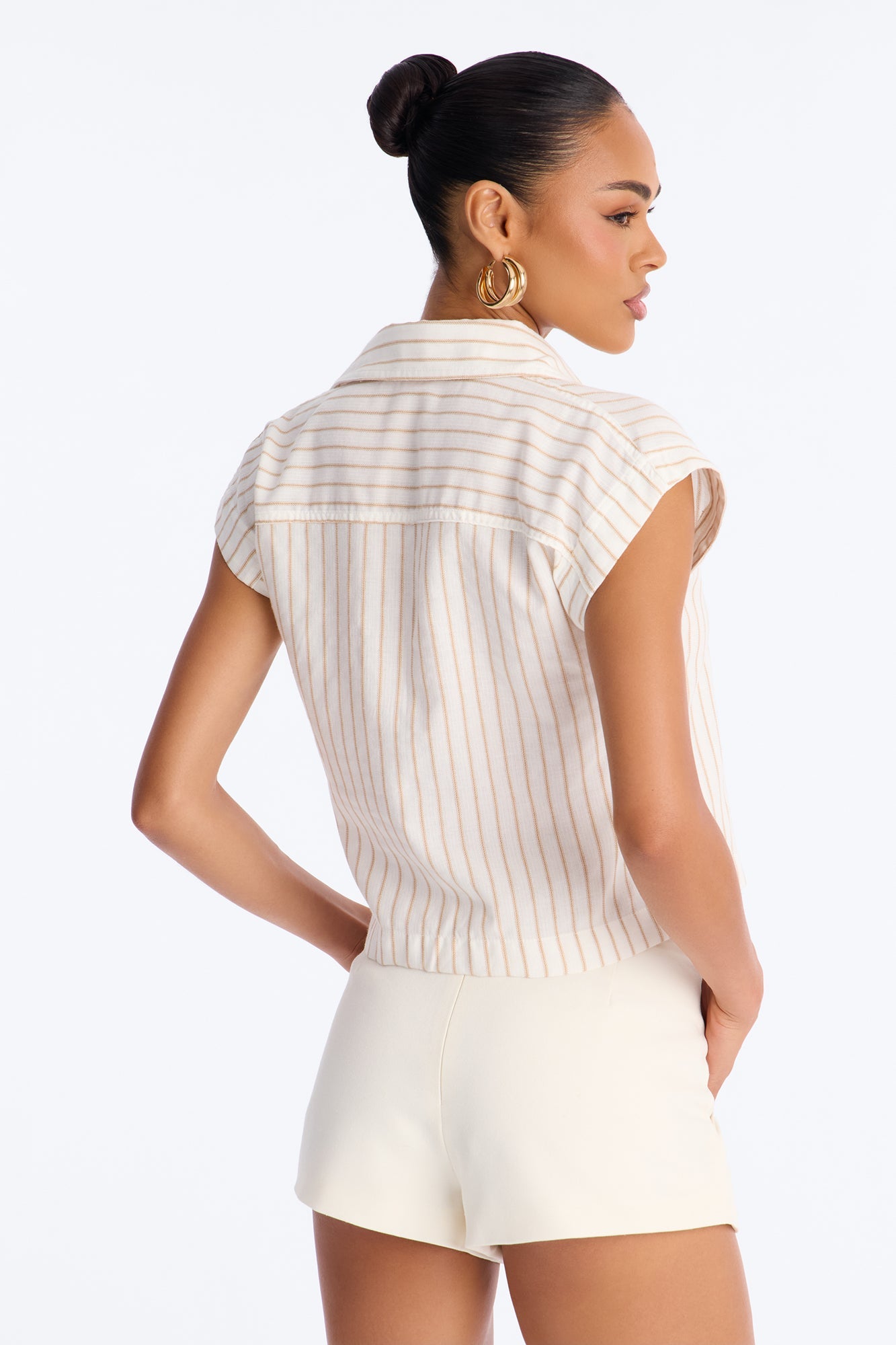 Isabelle Pinstripe Short Sleeve Button Up Shirt
