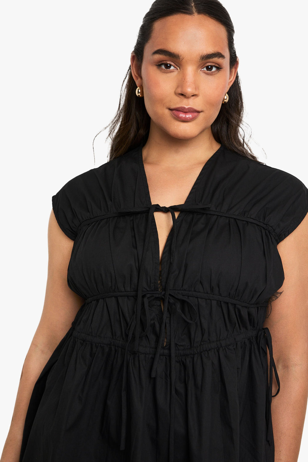 Plus Tie Front Skater Dress