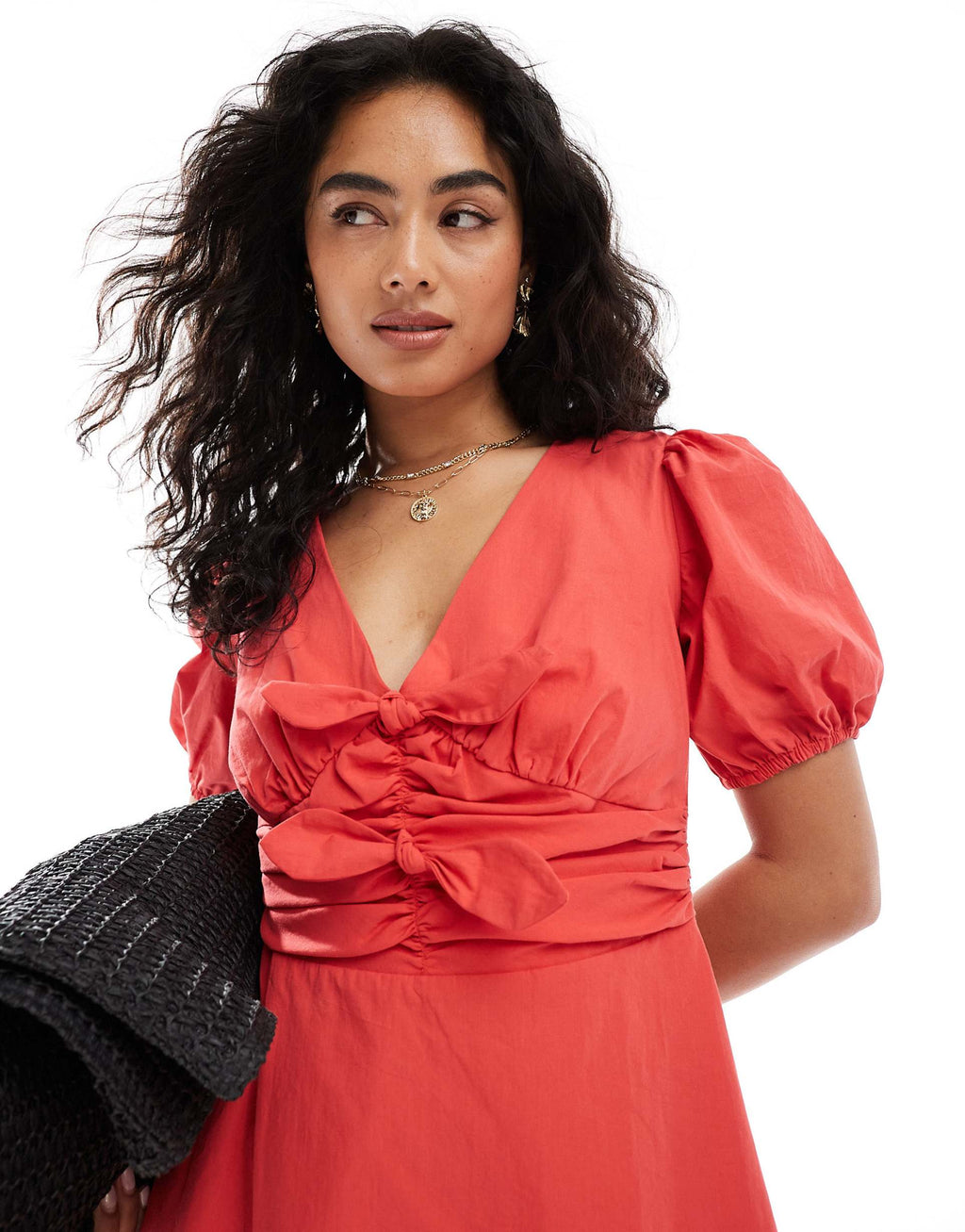New Look double bow mini dress in red