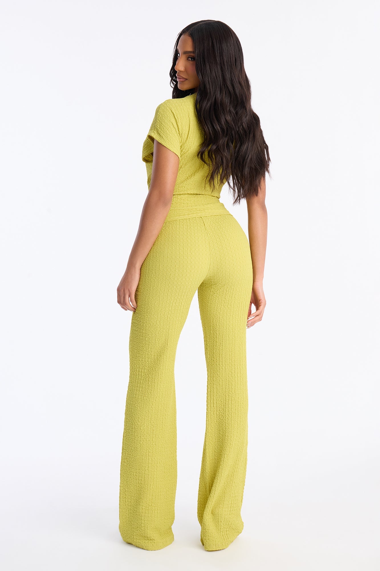 Clementine Textured Pant Set - Chartreuse