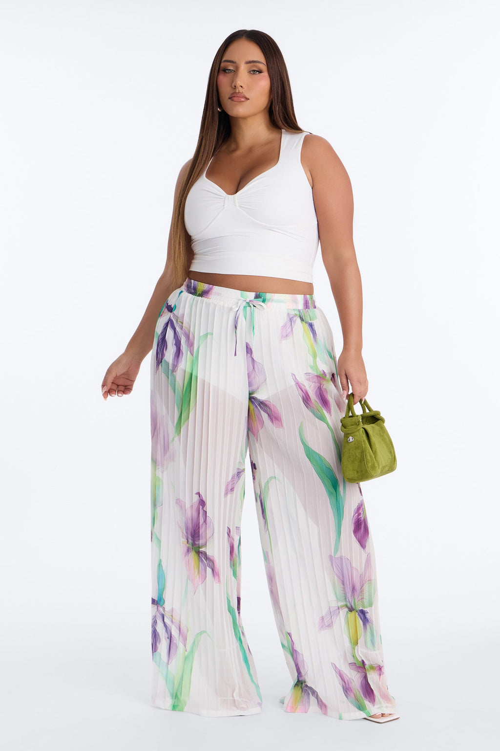 Daniella Pleated Chiffon Wide Leg Pant