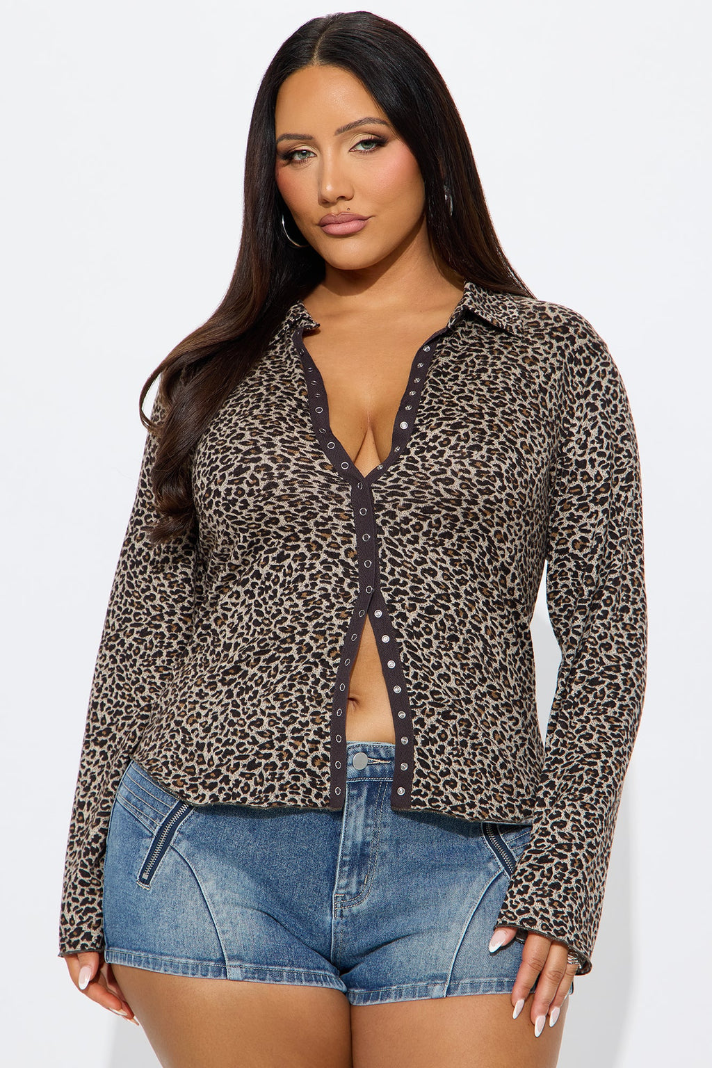 My Desire Leopard Button Up Long Sleeve Shirt