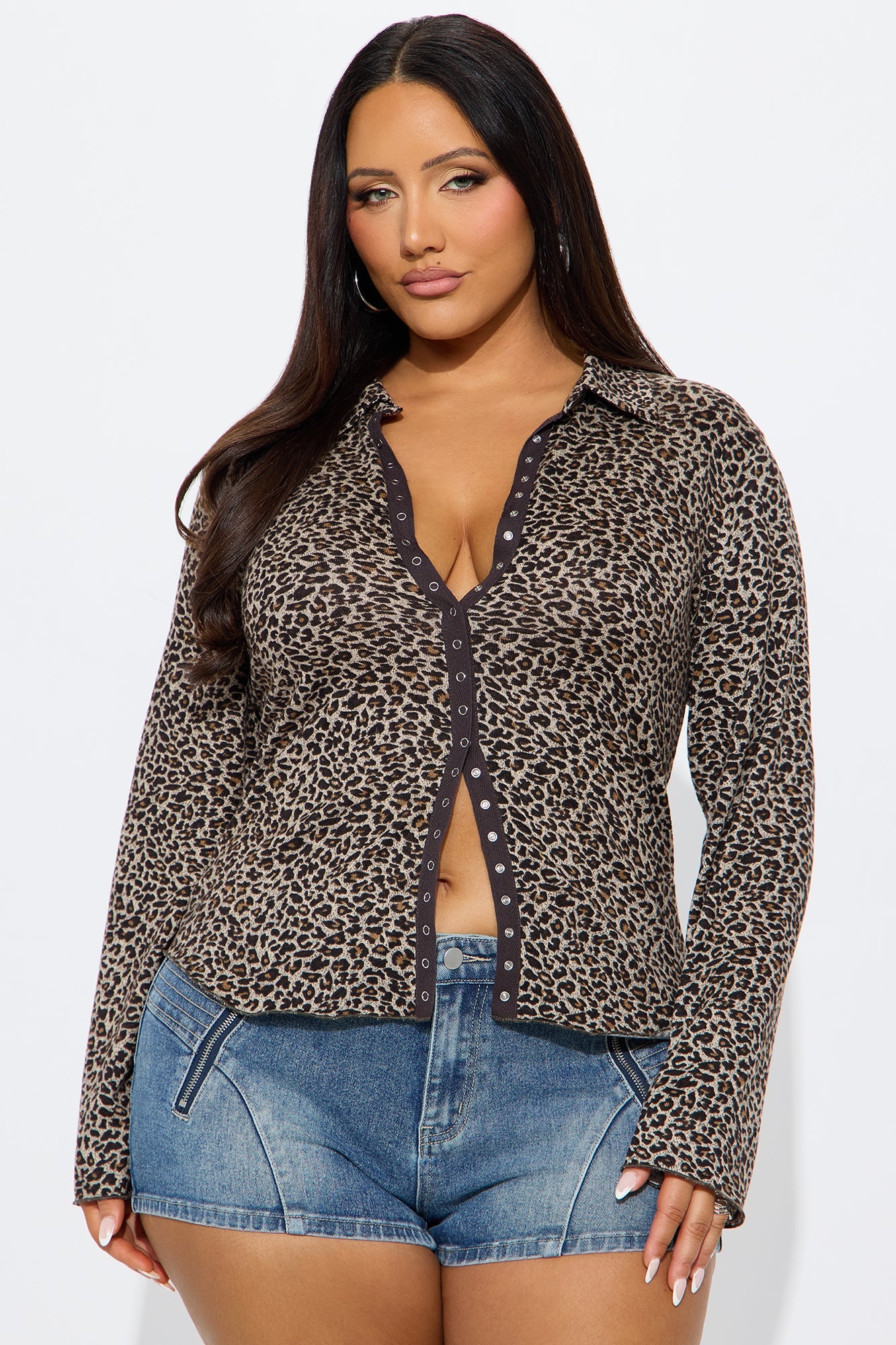 My Desire Leopard Button Up Long Sleeve Shirt